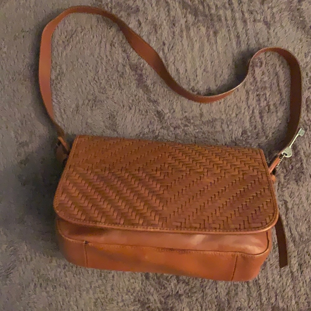 Vintage Fossil Woven Leather Bag